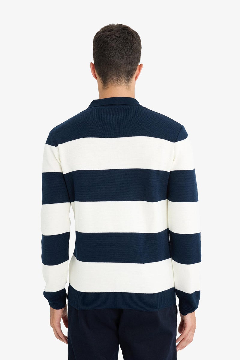 DeFacto Blue Man Standard Fit Polo Collar Knitwear Pullover Casual - Image 5